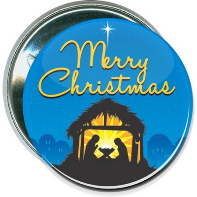 Christmas - Merry Christmas, Manger Scene - 2 1/4'' Round Button